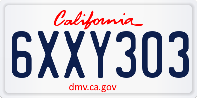 CA license plate 6XXY303