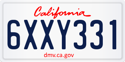 CA license plate 6XXY331
