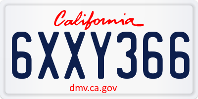 CA license plate 6XXY366
