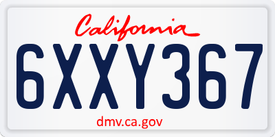 CA license plate 6XXY367