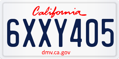 CA license plate 6XXY405
