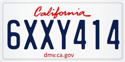 CA license plate 6XXY414