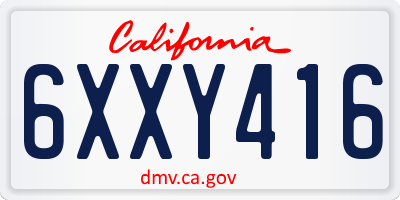CA license plate 6XXY416