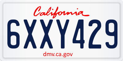 CA license plate 6XXY429