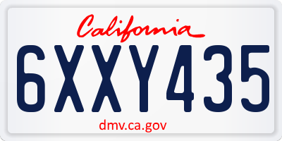 CA license plate 6XXY435