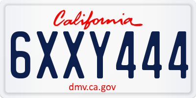 CA license plate 6XXY444