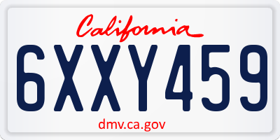 CA license plate 6XXY459