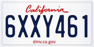 CA license plate 6XXY461