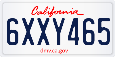 CA license plate 6XXY465