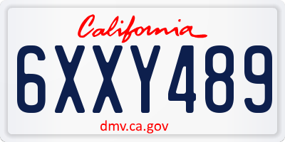 CA license plate 6XXY489