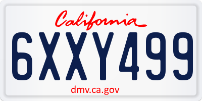CA license plate 6XXY499