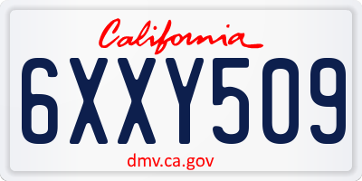 CA license plate 6XXY509