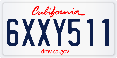 CA license plate 6XXY511