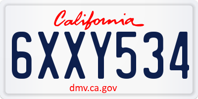 CA license plate 6XXY534
