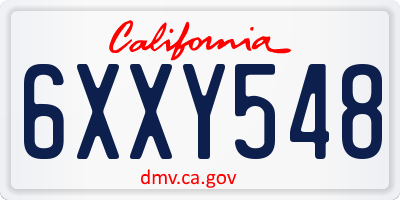 CA license plate 6XXY548