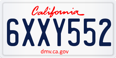 CA license plate 6XXY552