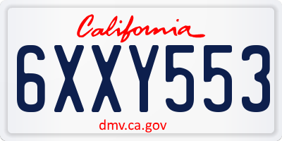 CA license plate 6XXY553