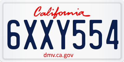 CA license plate 6XXY554