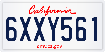 CA license plate 6XXY561