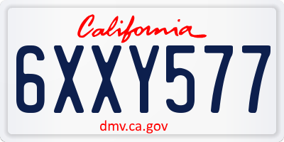 CA license plate 6XXY577