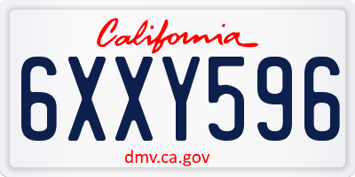 CA license plate 6XXY596
