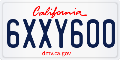 CA license plate 6XXY600