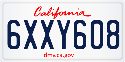 CA license plate 6XXY608