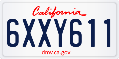 CA license plate 6XXY611