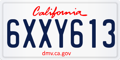 CA license plate 6XXY613