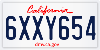 CA license plate 6XXY654