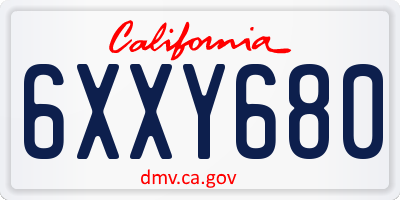CA license plate 6XXY680