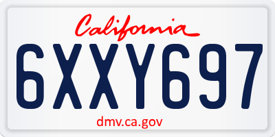 CA license plate 6XXY697