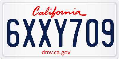CA license plate 6XXY709