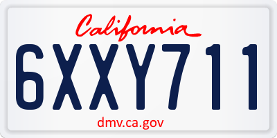 CA license plate 6XXY711