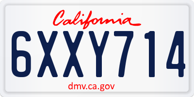 CA license plate 6XXY714