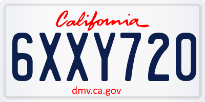 CA license plate 6XXY720
