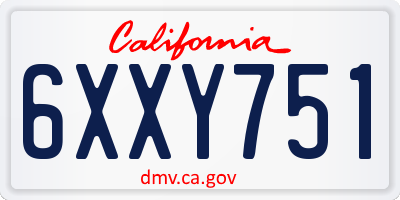 CA license plate 6XXY751