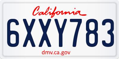 CA license plate 6XXY783