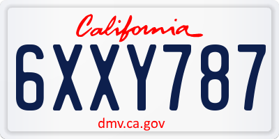 CA license plate 6XXY787