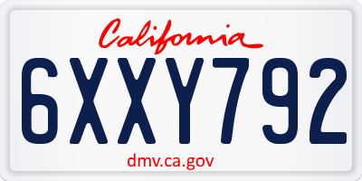 CA license plate 6XXY792