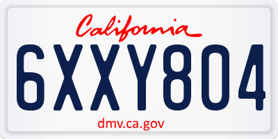 CA license plate 6XXY804