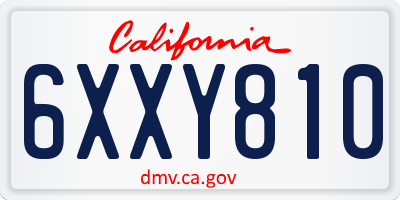 CA license plate 6XXY810