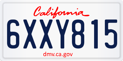 CA license plate 6XXY815