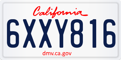 CA license plate 6XXY816