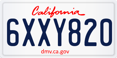 CA license plate 6XXY820