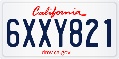 CA license plate 6XXY821