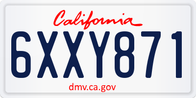 CA license plate 6XXY871