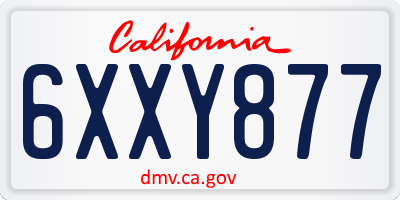 CA license plate 6XXY877