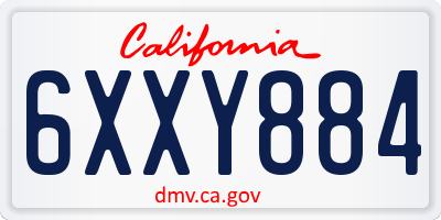 CA license plate 6XXY884