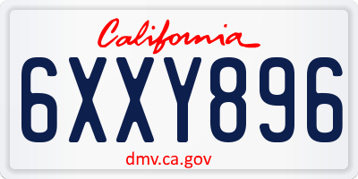 CA license plate 6XXY896